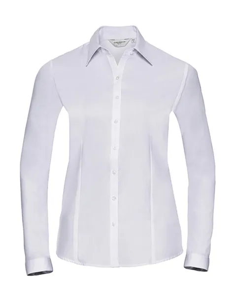  Ladies' LS Herringbone Shirt - Russell Collection Bijela