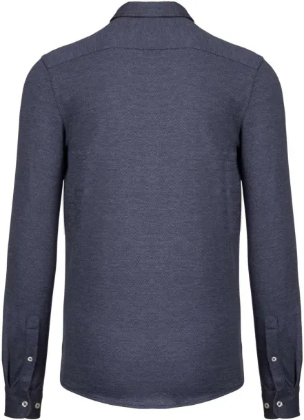  LONG-SLEEVED JACQUARD KNIT SHIRT - Kariban Jacquard Blue