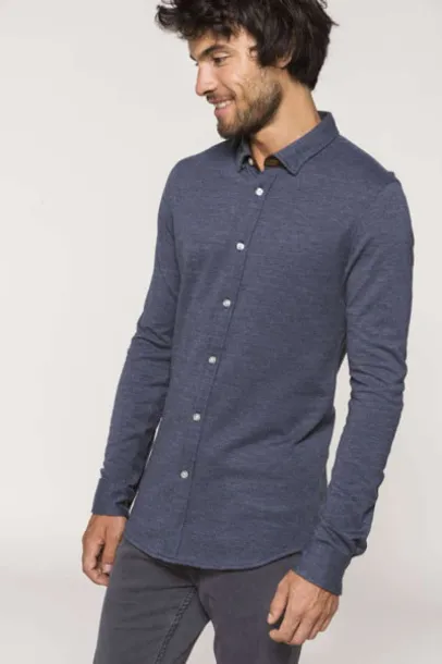  LONG-SLEEVED JACQUARD KNIT SHIRT - Kariban Titanium