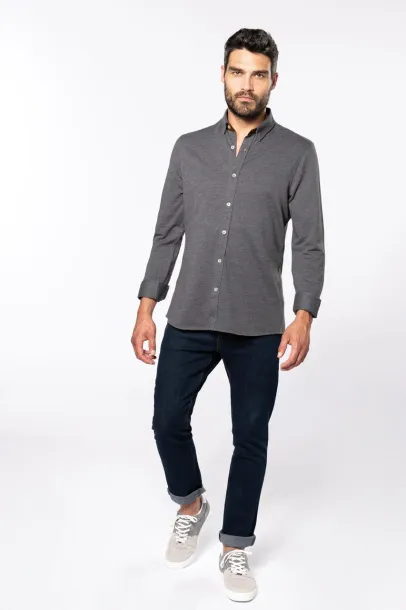  LONG-SLEEVED JACQUARD KNIT SHIRT - Kariban Titanium