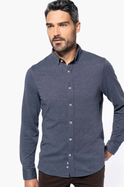  LONG-SLEEVED JACQUARD KNIT SHIRT - Kariban Titanium