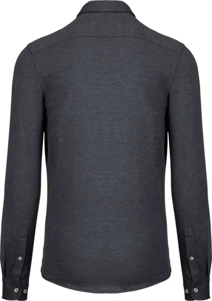  LONG-SLEEVED JACQUARD KNIT SHIRT - Kariban Titanium