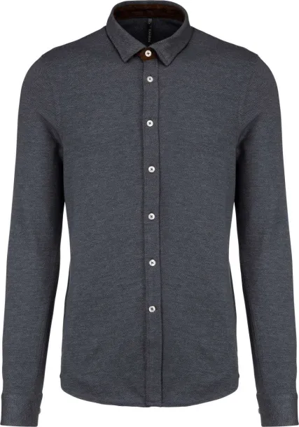  LONG-SLEEVED JACQUARD KNIT SHIRT - Kariban Titanium