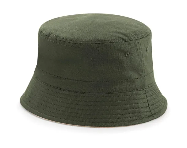  Reversible Bucket Hat - Beechfield Olive Green Stone