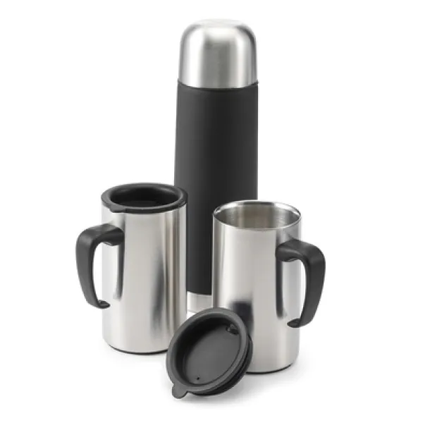  Vacuum flask 475 ml and 2 mugs 265 ml black