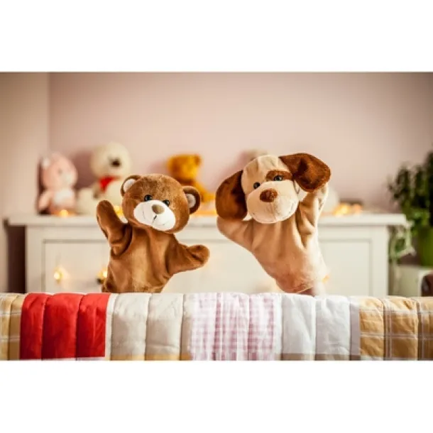 Obie Plush dog, hand puppet light brown