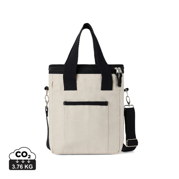  VINGA Volonne AWARE™ recycled canvas cooler tote bag - Vinga off white, black Black