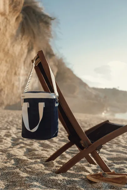  VINGA Volonne AWARE™ recycled canvas cooler tote bag - Vinga blue, off white 11-0606 TPG