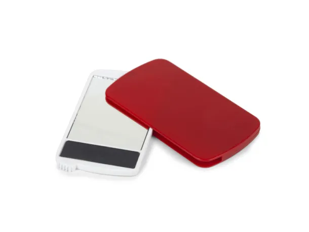 POP STAR plastic mirror with a nail file Red