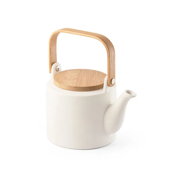 GLOGG ceramic teapot with bamboo lid 700 ml Pastel white