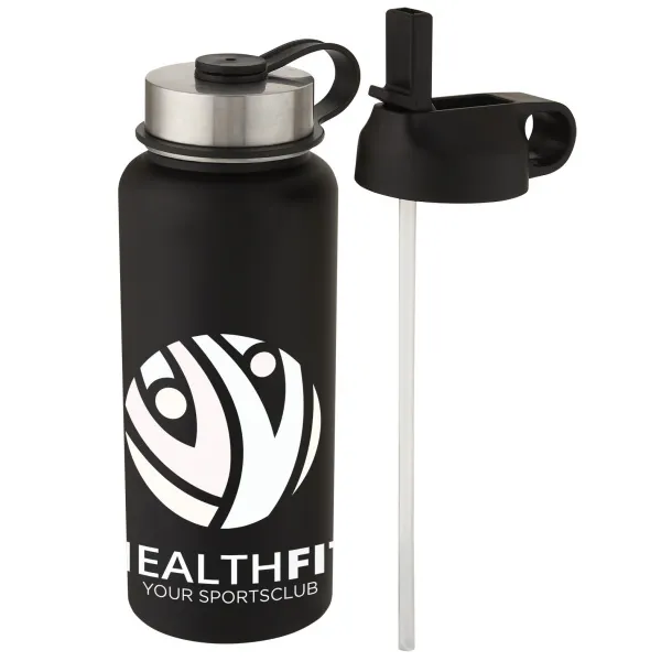 Supra 1 L copper vacuum insulated sport bottle with 2 lids Crna