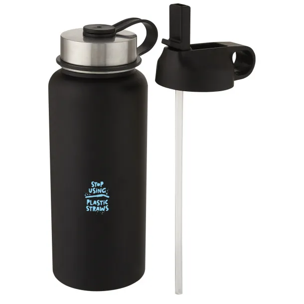 Supra 1 L copper vacuum insulated sport bottle with 2 lids - Unbranded Solid black