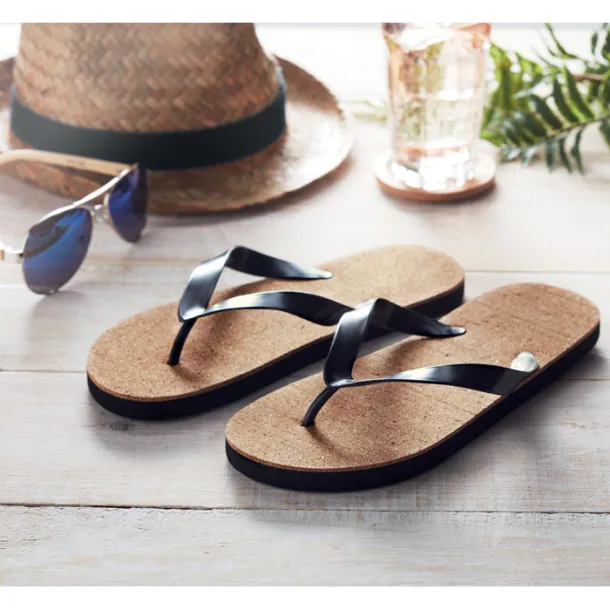 BOMBAI L Cork beach slippers L Black