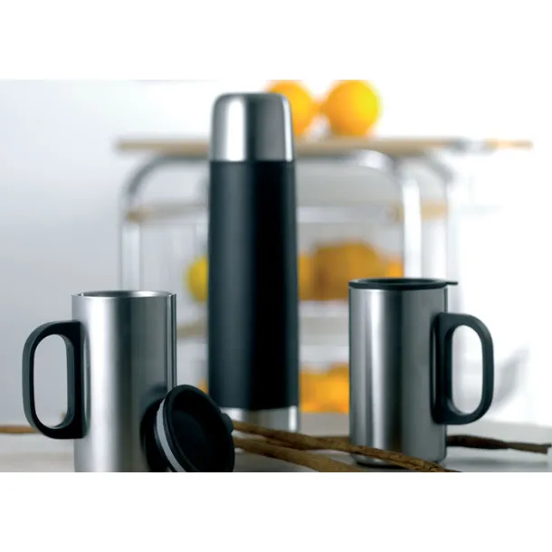 ISOSET Insulation flask with 2 mugs Black