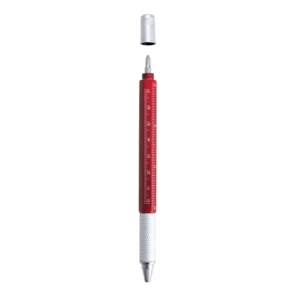  Multifunctional ball pen, ruler, spirit level, screwdriver red