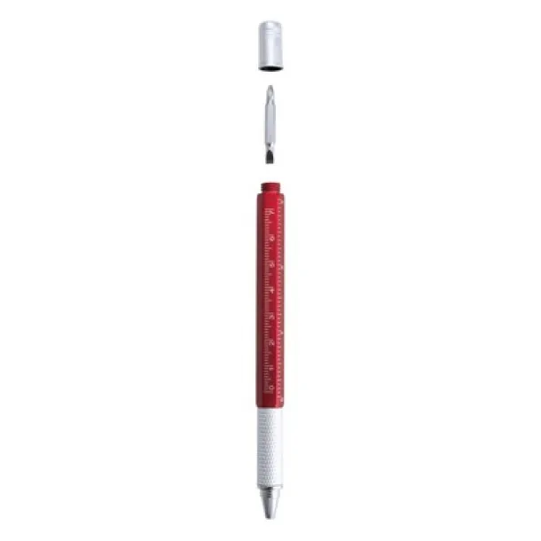  Multifunctional ball pen, ruler, spirit level, screwdriver Crvena