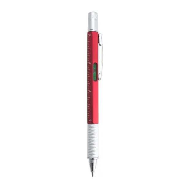  Multifunctional ball pen, ruler, spirit level, screwdriver Crvena