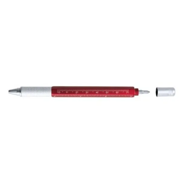  Multifunctional ball pen, ruler, spirit level, screwdriver Crvena