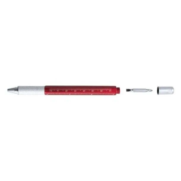  Multifunctional ball pen, ruler, spirit level, screwdriver Crvena