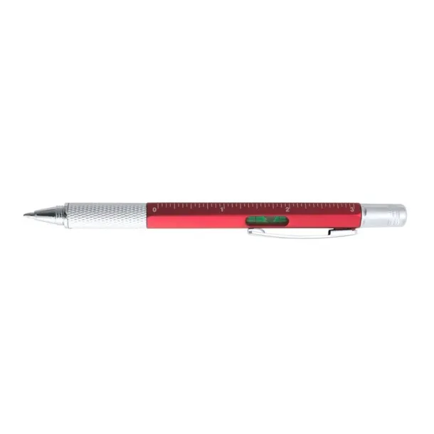  Multifunctional ball pen, ruler, spirit level, screwdriver Crvena