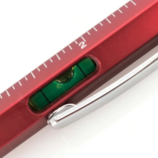  Multifunctional ball pen, ruler, spirit level, screwdriver Crvena