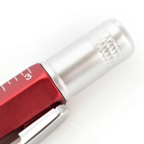  Multifunctional ball pen, ruler, spirit level, screwdriver Crvena