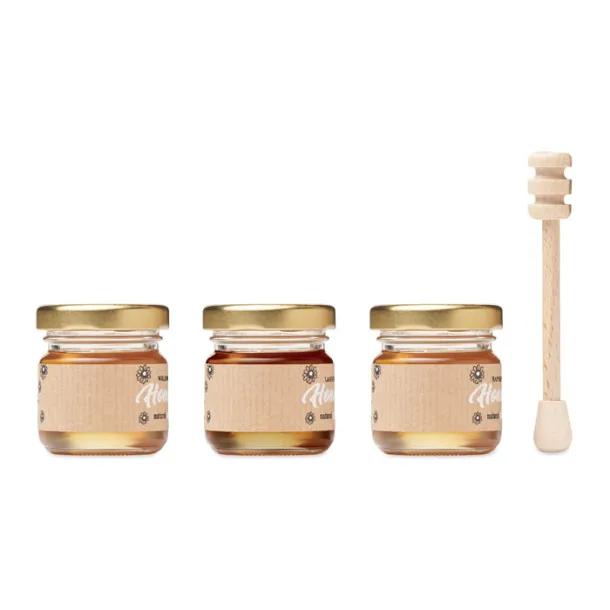 BEEBEE SET Set of 3 wildflower honey Wood