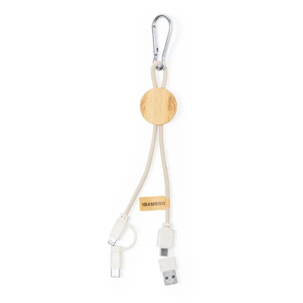  Wheat straw and cotton charging cable with carabiner clip, bamboo element neutral