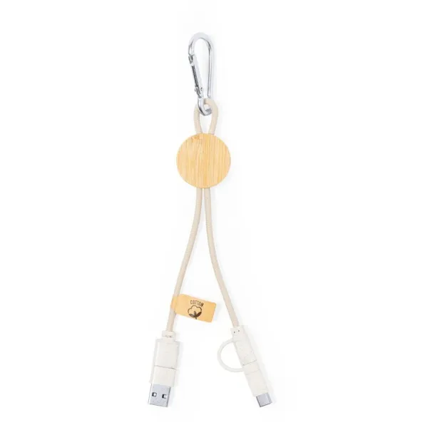  Wheat straw and cotton charging cable with carabiner clip, bamboo element neutral