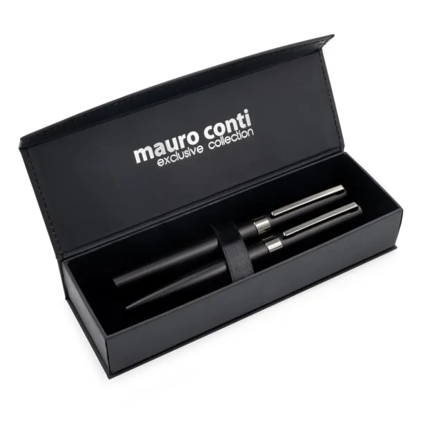  Mauro Conti writing set, ball pen and roller ball pen Crna
