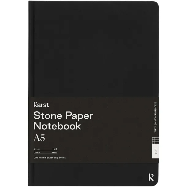 Karst® A5 notes s tvrdim koricama i kamenim papirom - Karst® Solid black