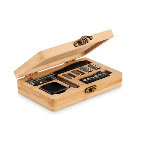 FUROBAM 13 piece tool set, bamboo case Wood