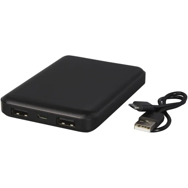 Gleam 5000 mAh ultra slim light-up power bank - Bullet Solid black