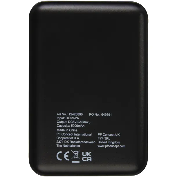 Gleam 5000 mAh ultra slim light-up power bank - Bullet Solid black