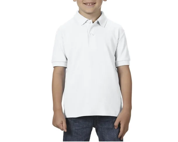 DRYBLEND®  YOUTH DOUBLE PIQUÉ POLO SHIRT - Gildan White