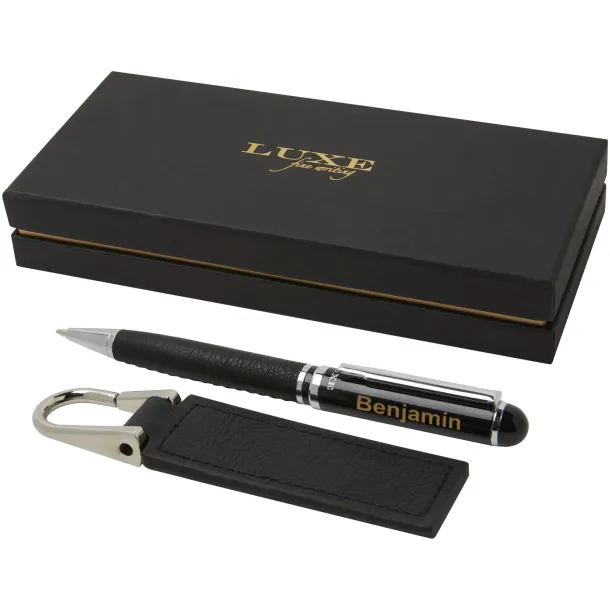 Verse poklon set kemijska olovka i privjesak za ključeve - Luxe Solid black