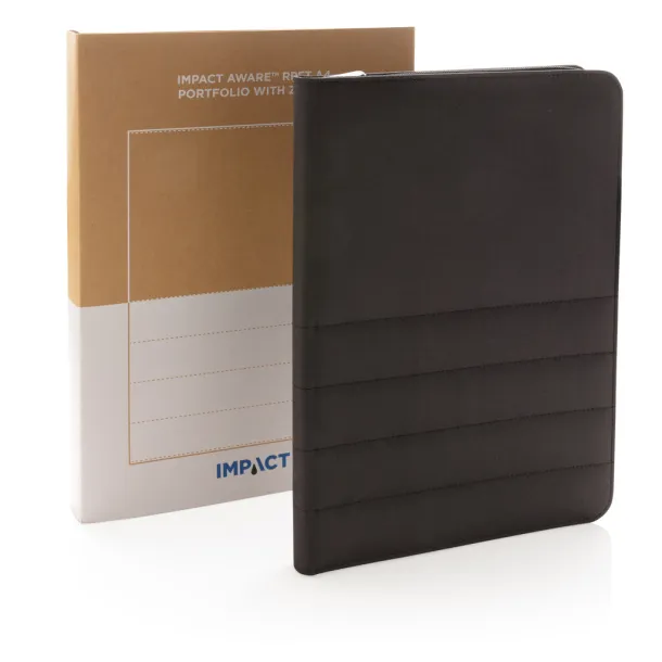  Impact AWARE™ RPET A4 portfolio with zipper - XD Xclusive Black 