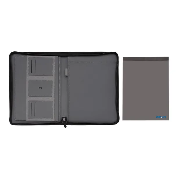  Impact AWARE™ RPET A4 portfolio with zipper - XD Xclusive Anthracite 