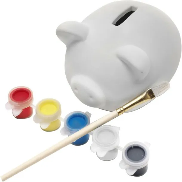  Plaster piggy bank white