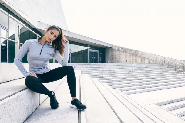  Ženska cool fit 1/2 zip majica, 280 g/m2 - Just Cool Silver Grey