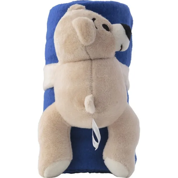  Plush teddy bear with blanket cobalt blue