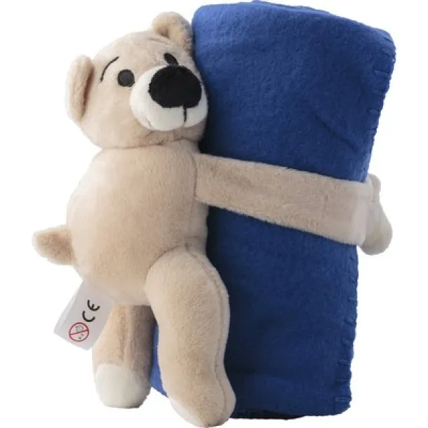  Plush teddy bear with blanket cobalt blue