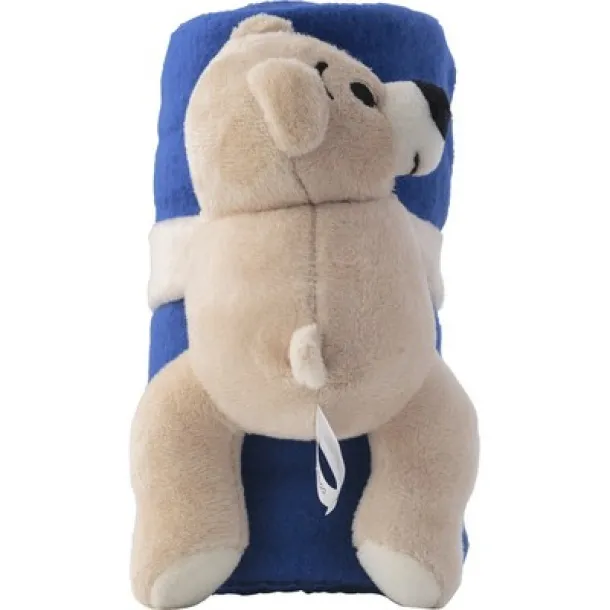  Plush teddy bear with blanket cobalt blue