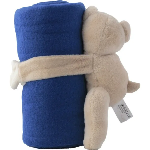  Plush teddy bear with blanket cobalt blue