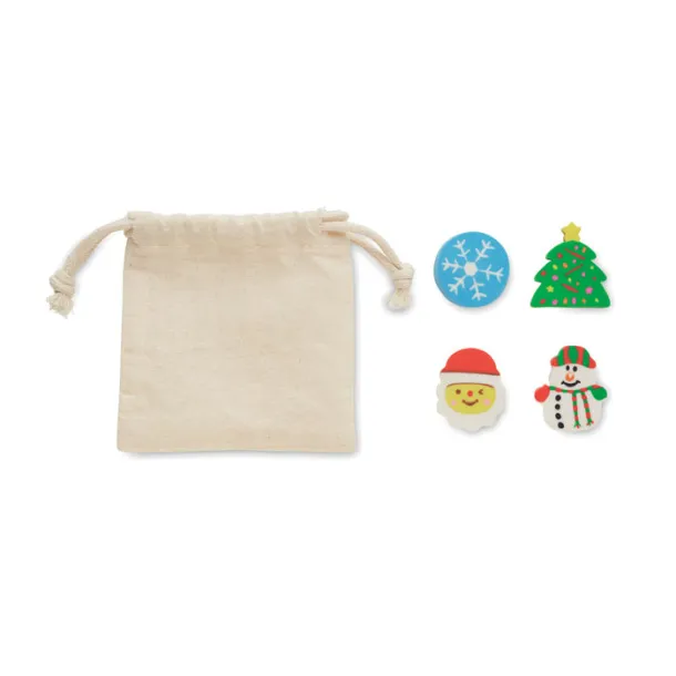 RUBBIES Set of 4 Christmas erasers Beige