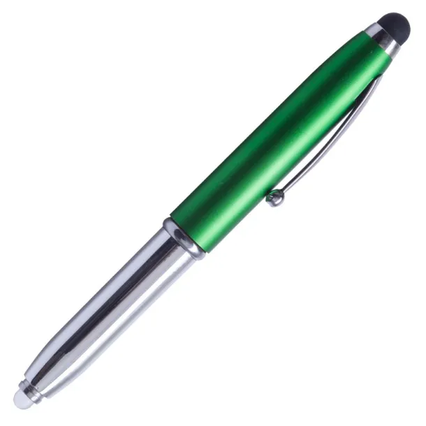 LED PEN LIGHT ballpoint pen with LED flashlight and stylus Green