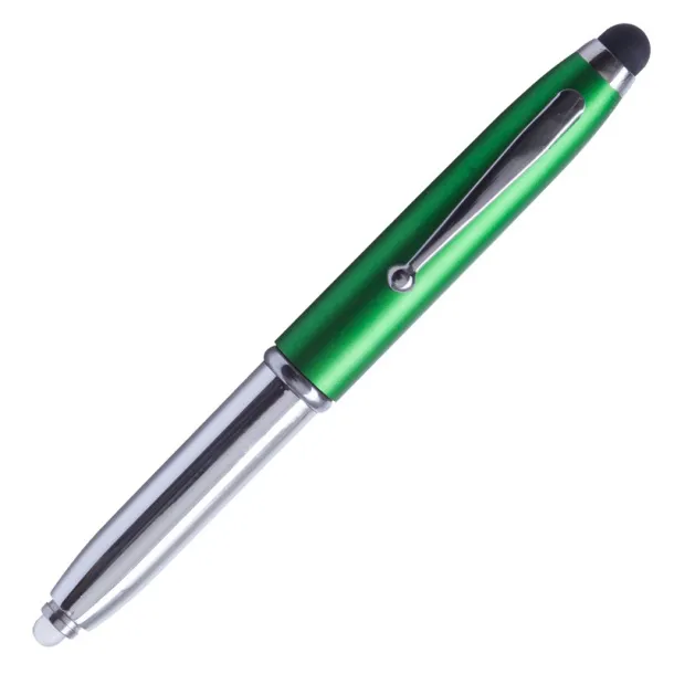 LED PEN LIGHT ballpoint pen with LED flashlight and stylus Green