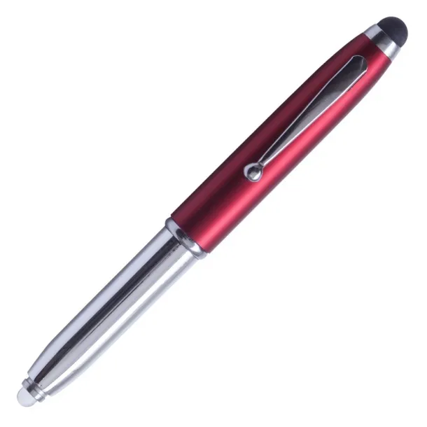 LED PEN LIGHT ballpoint pen with LED flashlight and stylus Red