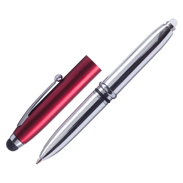 LED PEN LIGHT ballpoint pen with LED flashlight and stylus Red