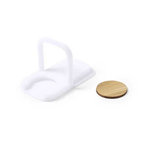  Phone holder, phone stand, bamboo shopping cart coin white